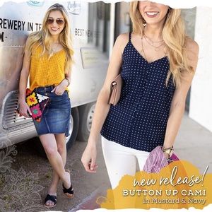 Grace & Lace Button up cami mustard